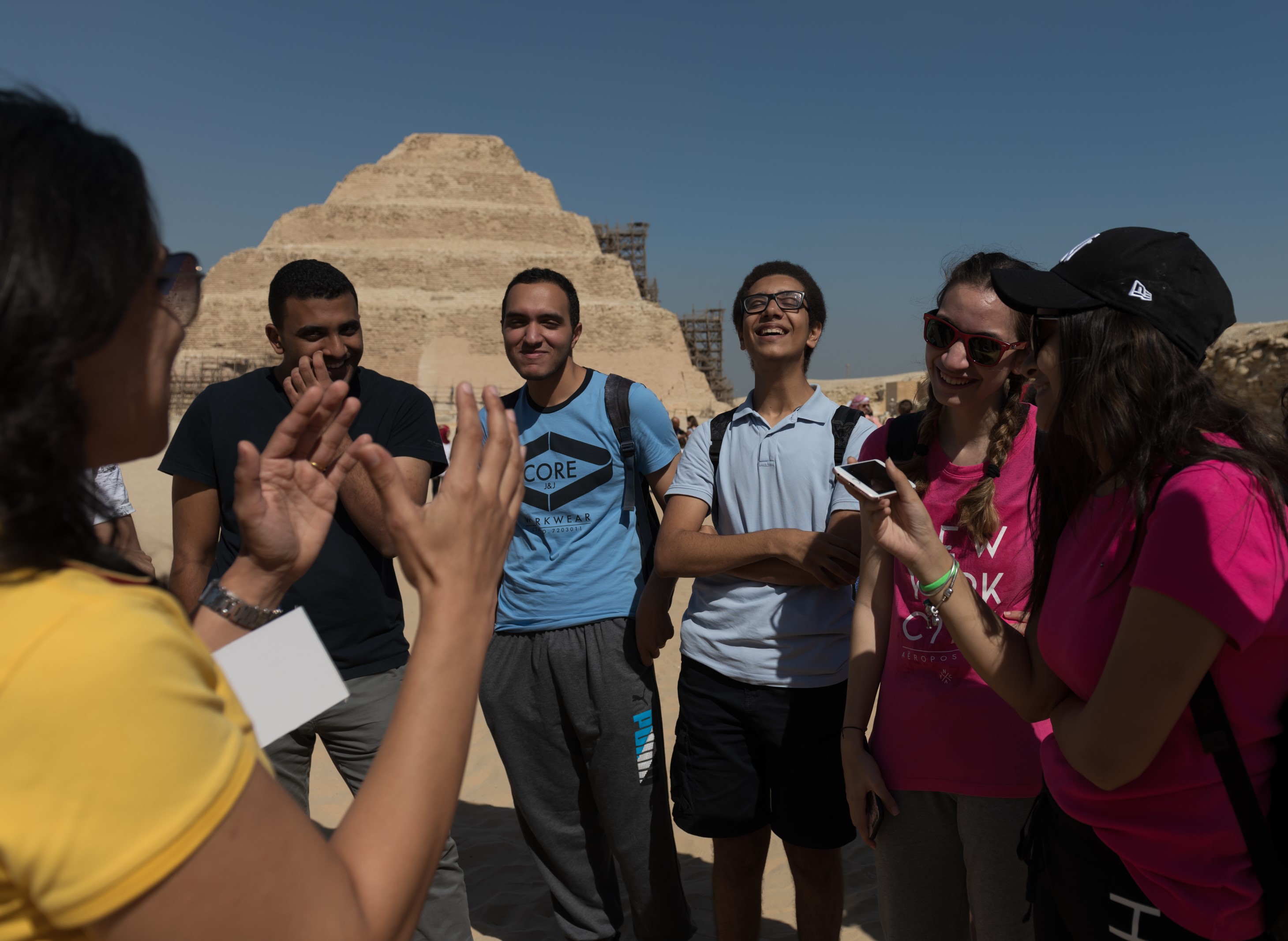 The students during their visit to Saqqara