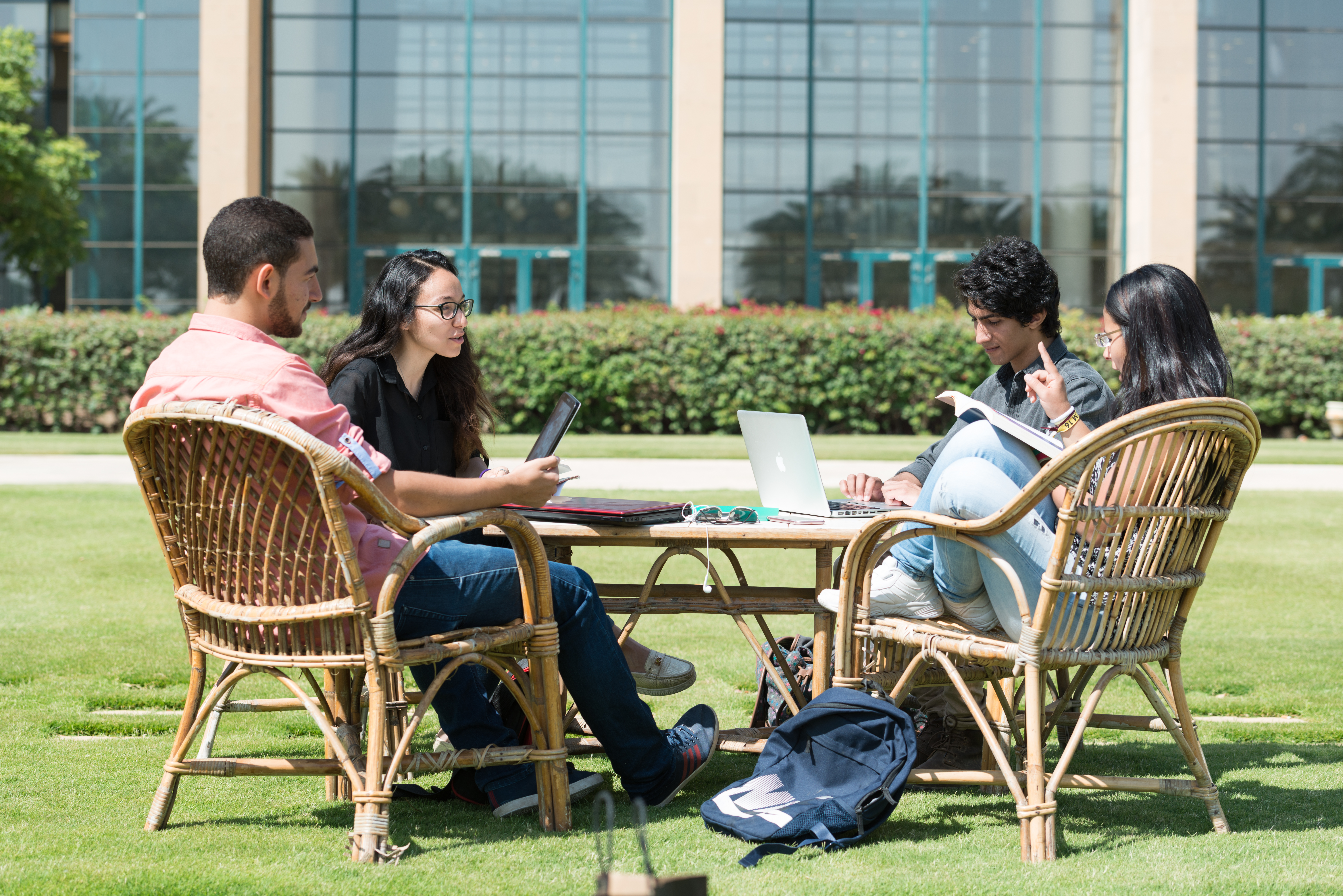 group of students studying outdoors
