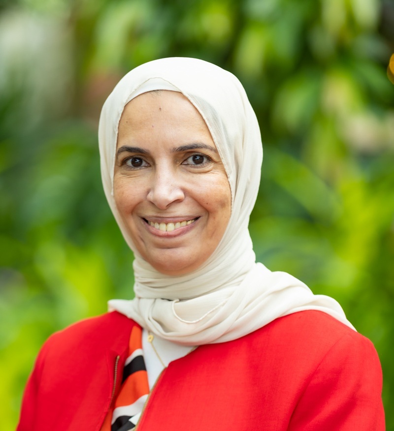 Reshot of a veiled woman smiling