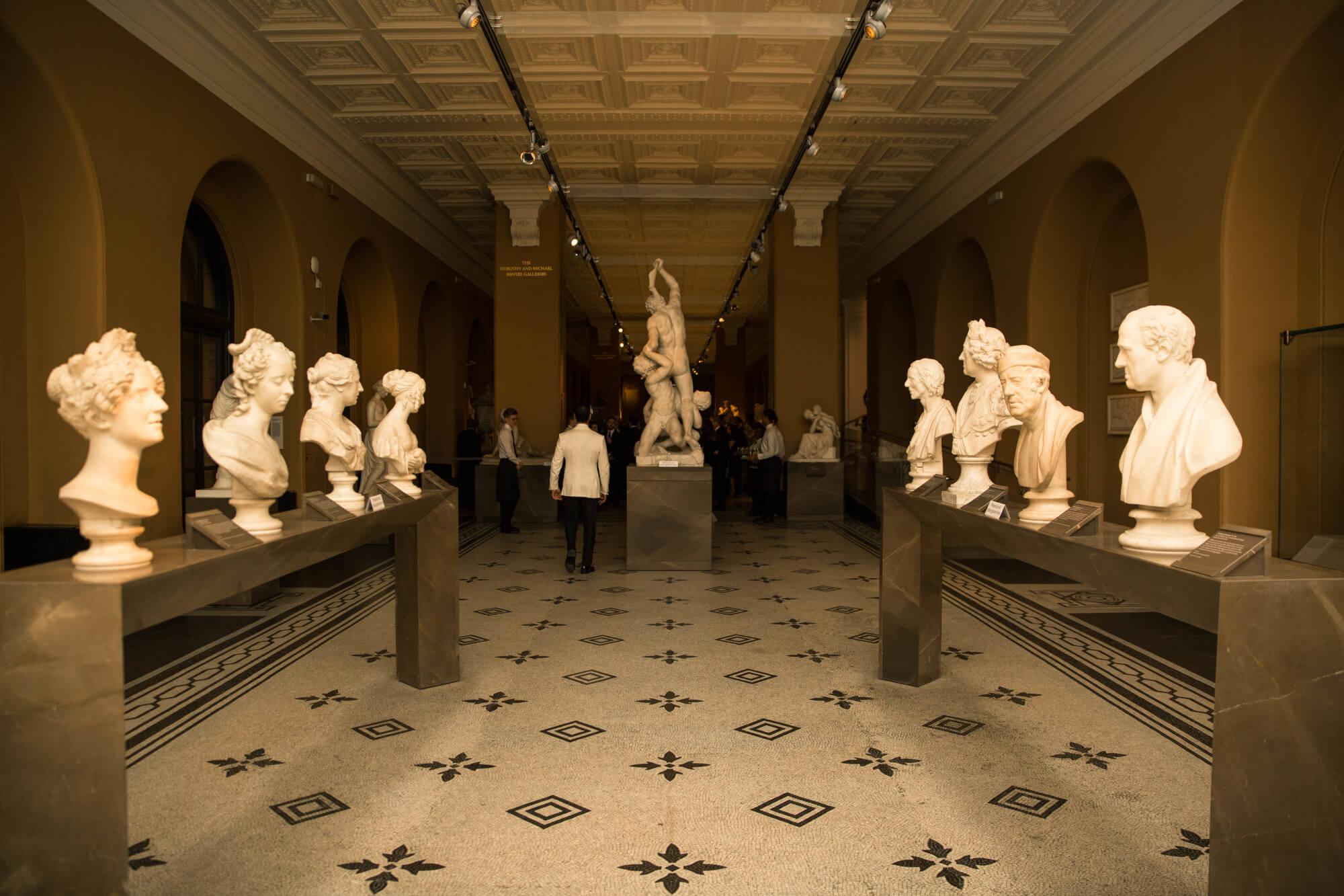 sculptures in a museum