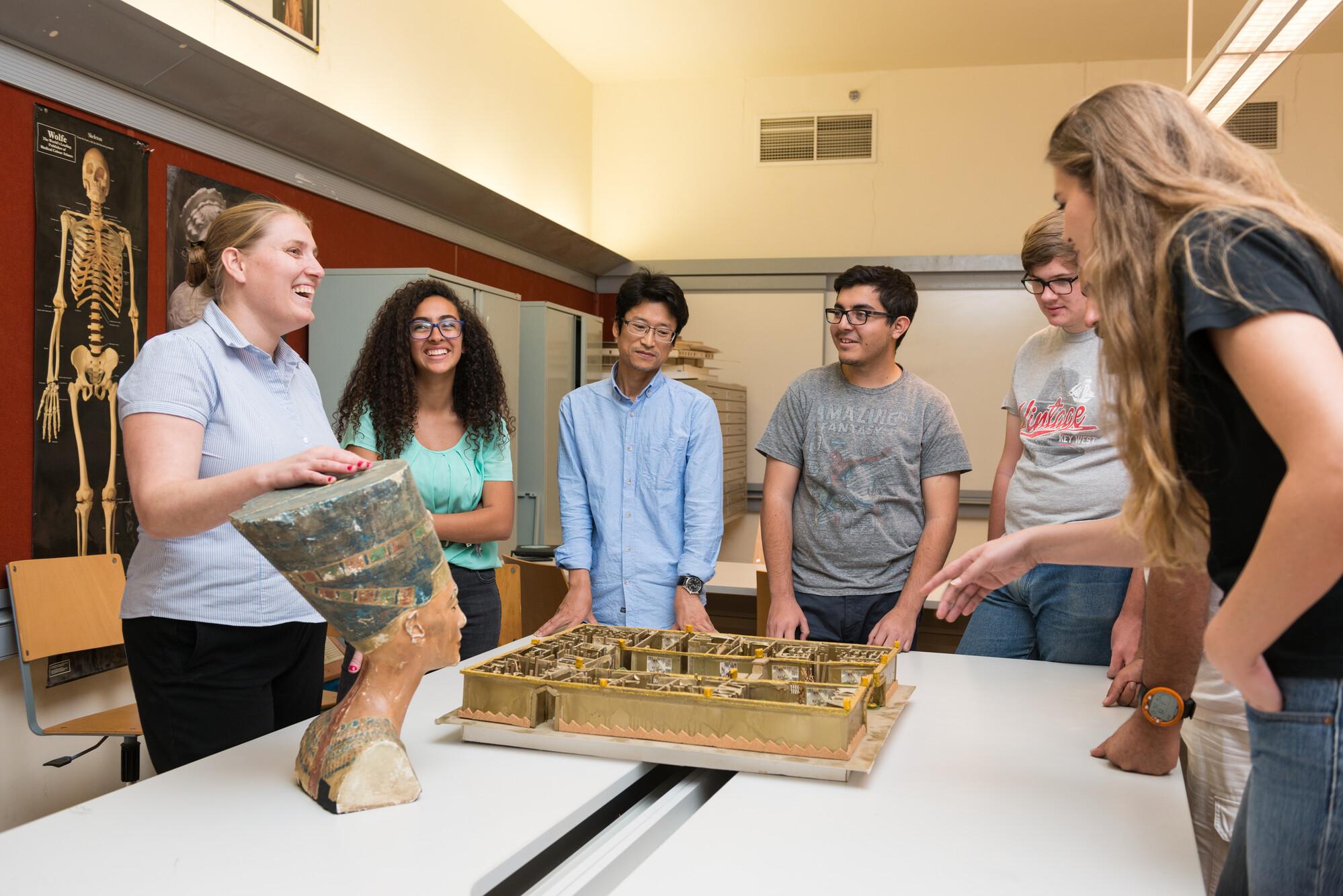 students in egyptology lab
