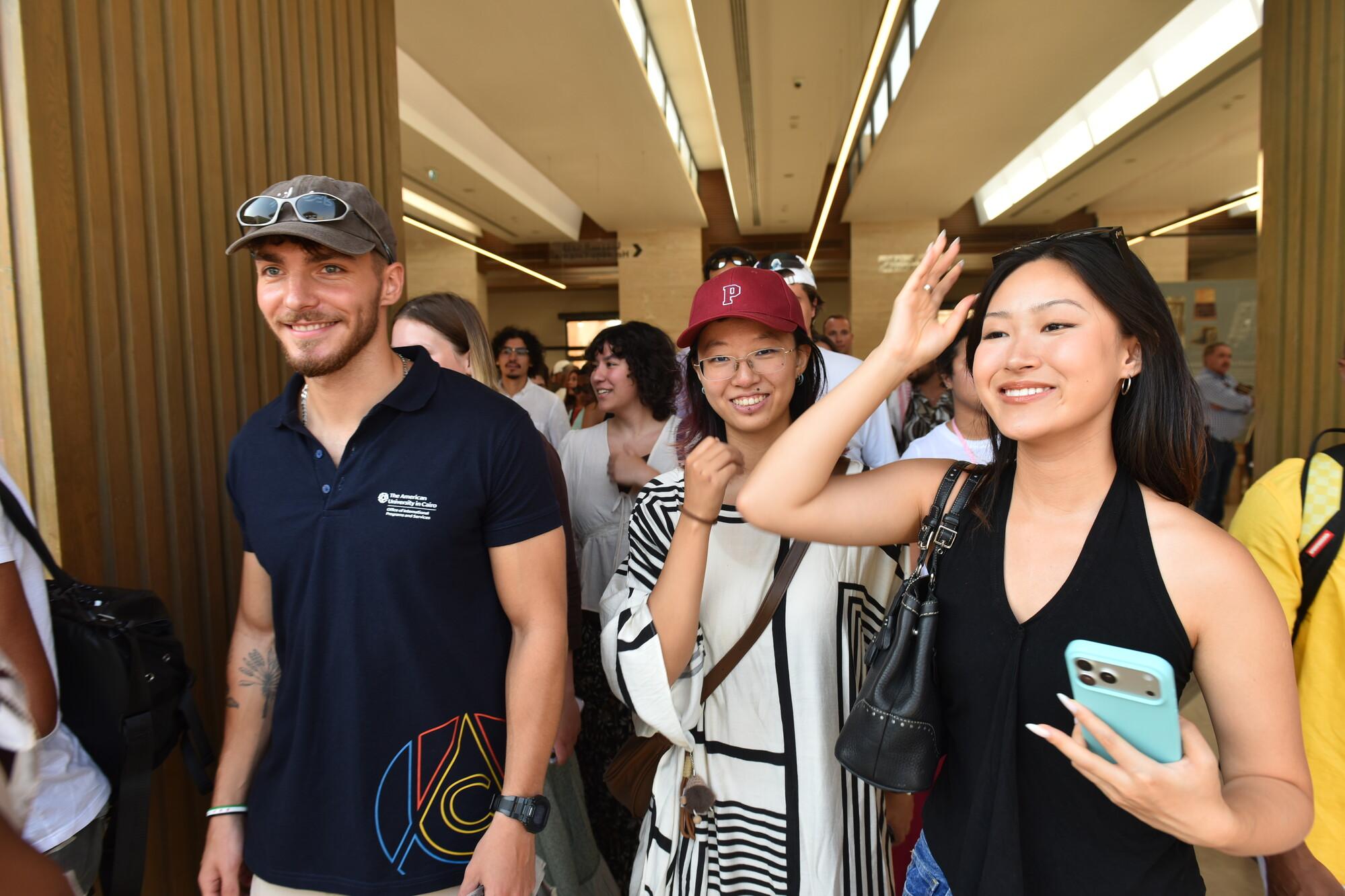 international students on campus taking a tour