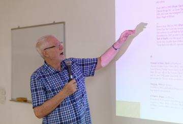 A professor in class