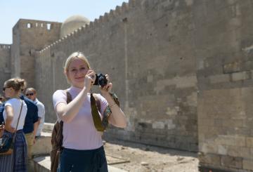 international student on historical tour