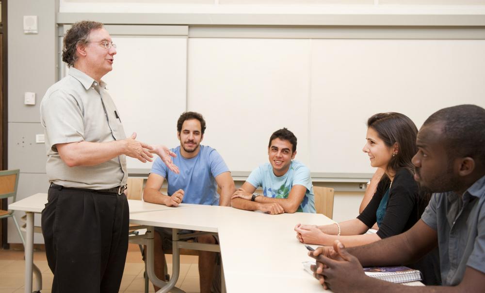 Professor and students in class