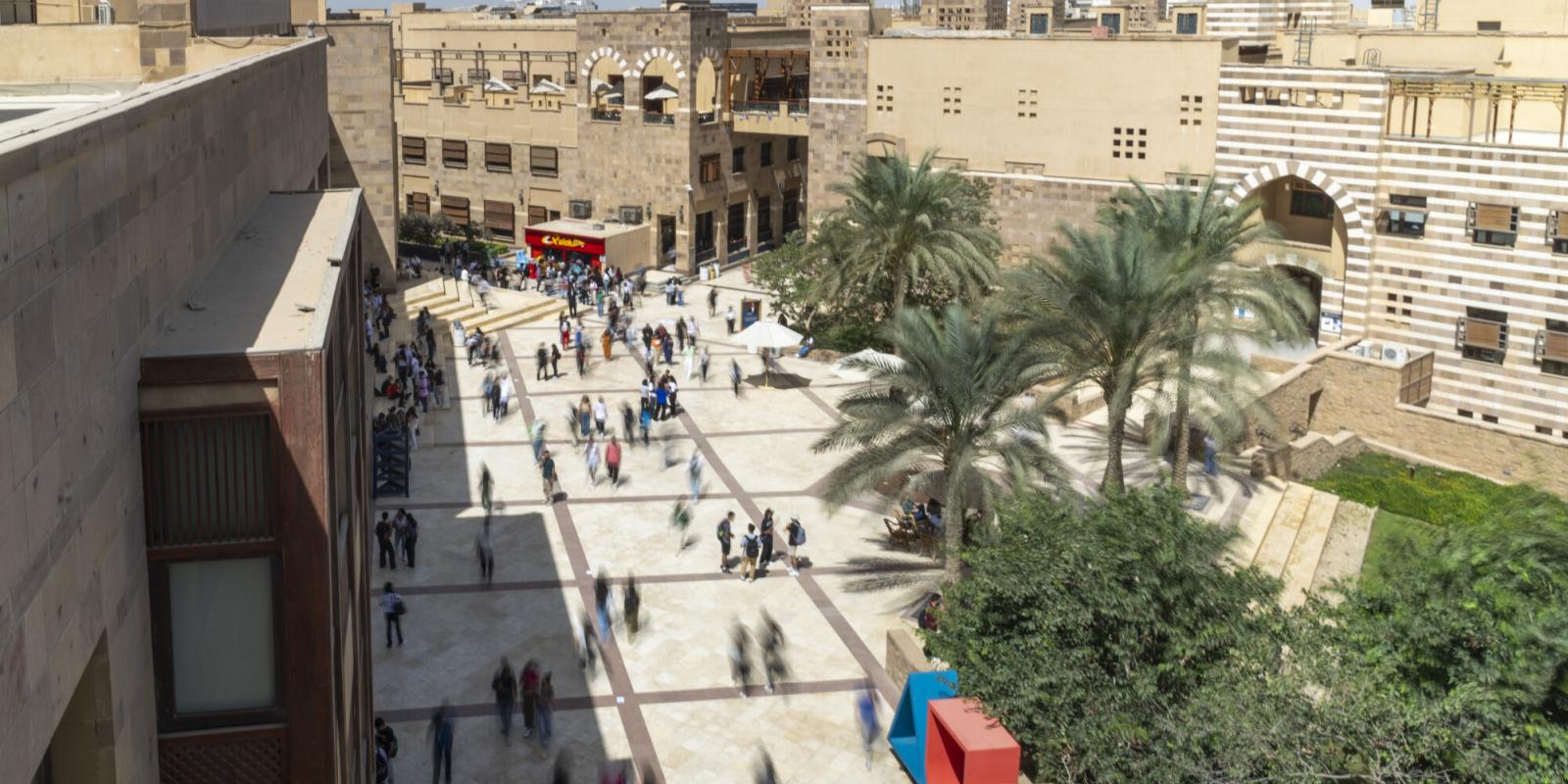 bird eye photo of the barlette plaza of the AUC main campus