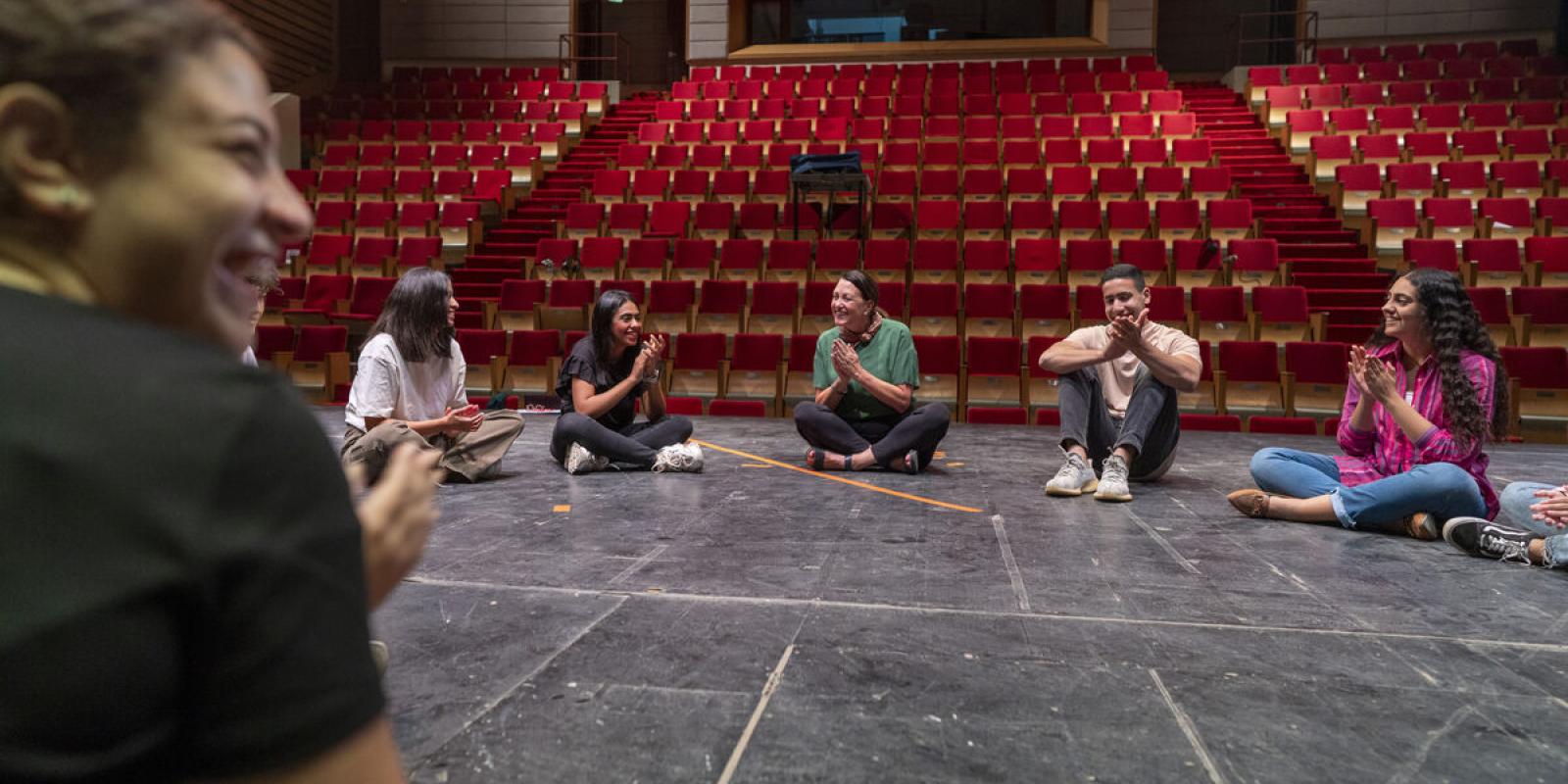 students rehearsal at the malak gabr theater