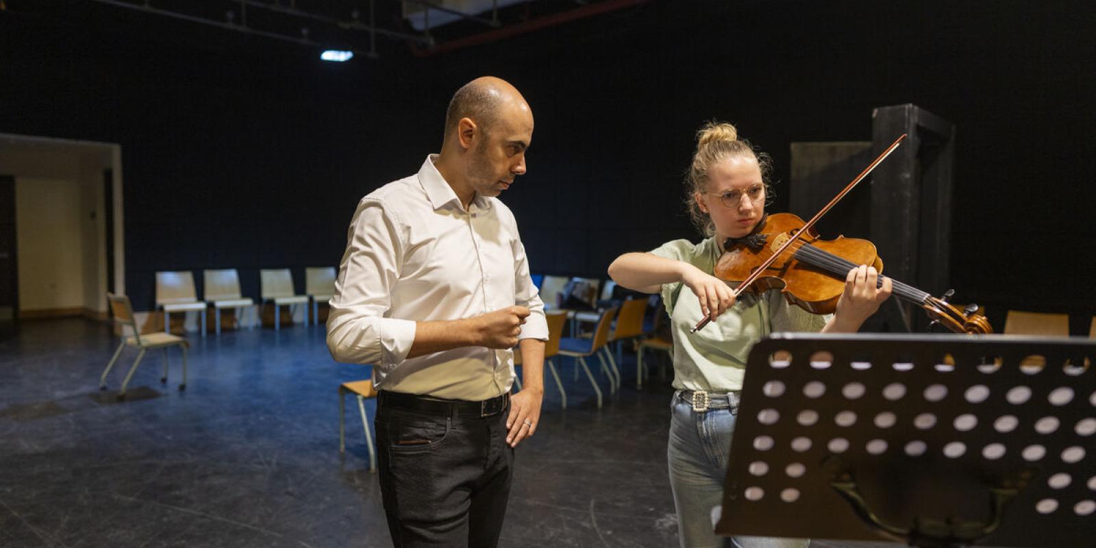 students practicing in the howard theater