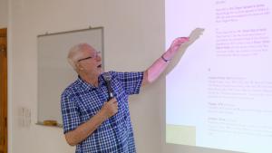 A professor in class