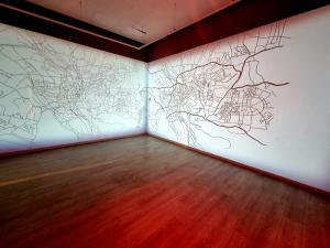student works in the mapping exhibition