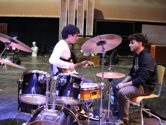 music students with guitar and drums 