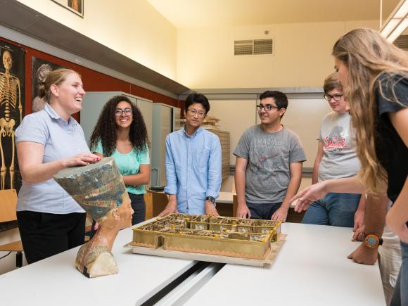 students in egyptology lab